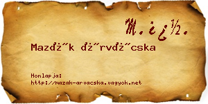 Mazák Árvácska névjegykártya